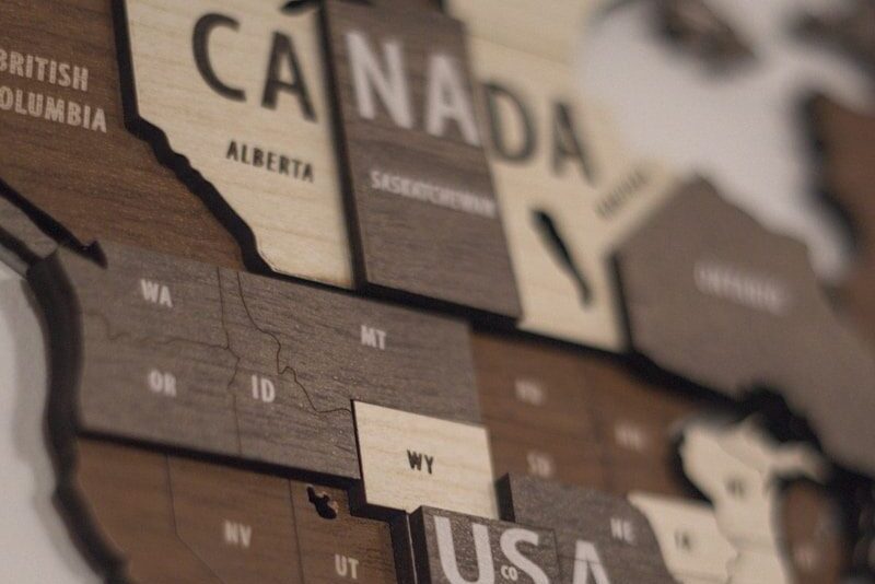 A map of the united states made out of wood